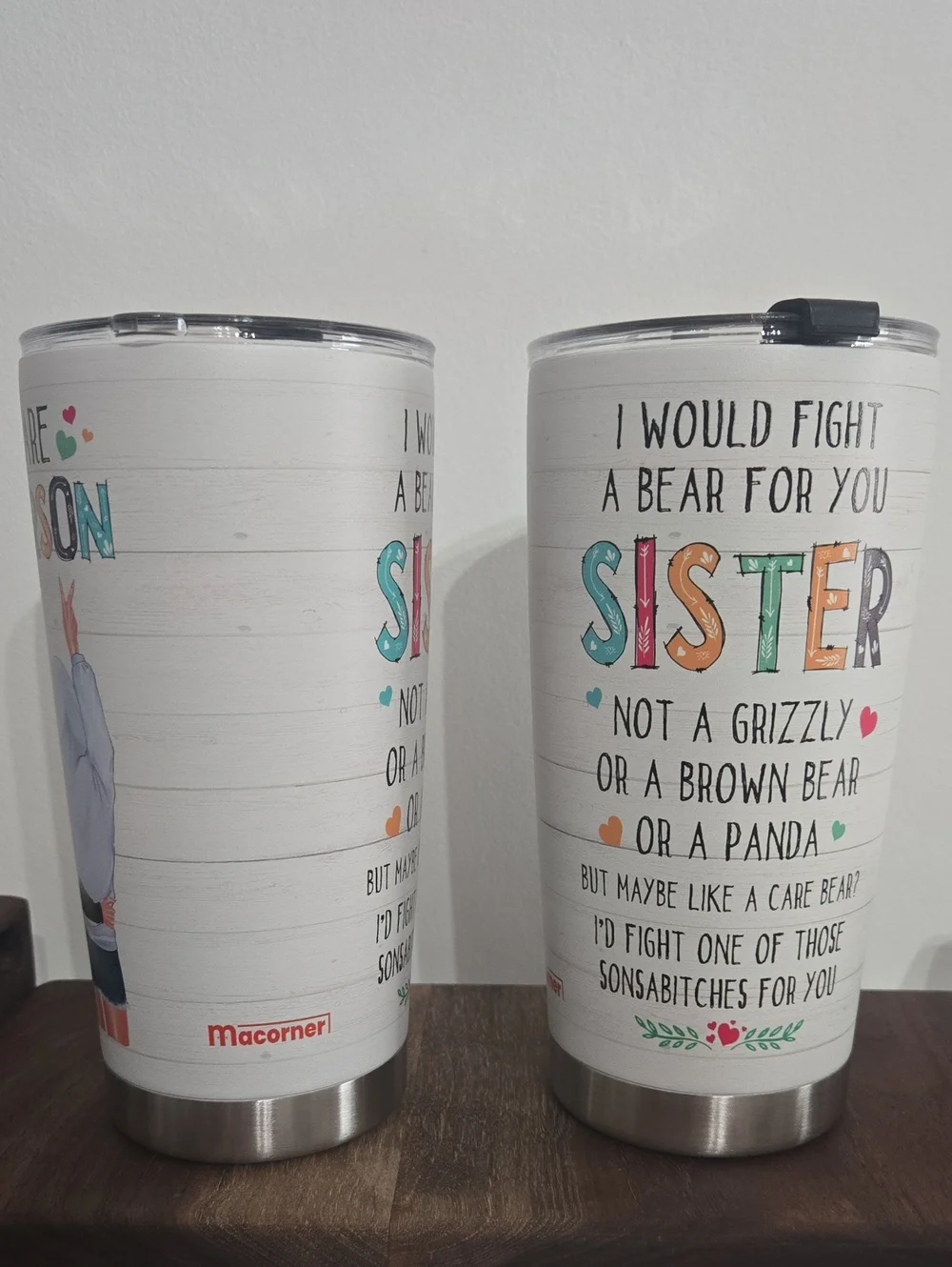 *2* Stainless Steel 'You Are My Person / Sister' Tumblers 20 Oz. NEW